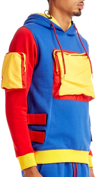 MULTI COLORS FLEECE PULLOVER HOODIE   